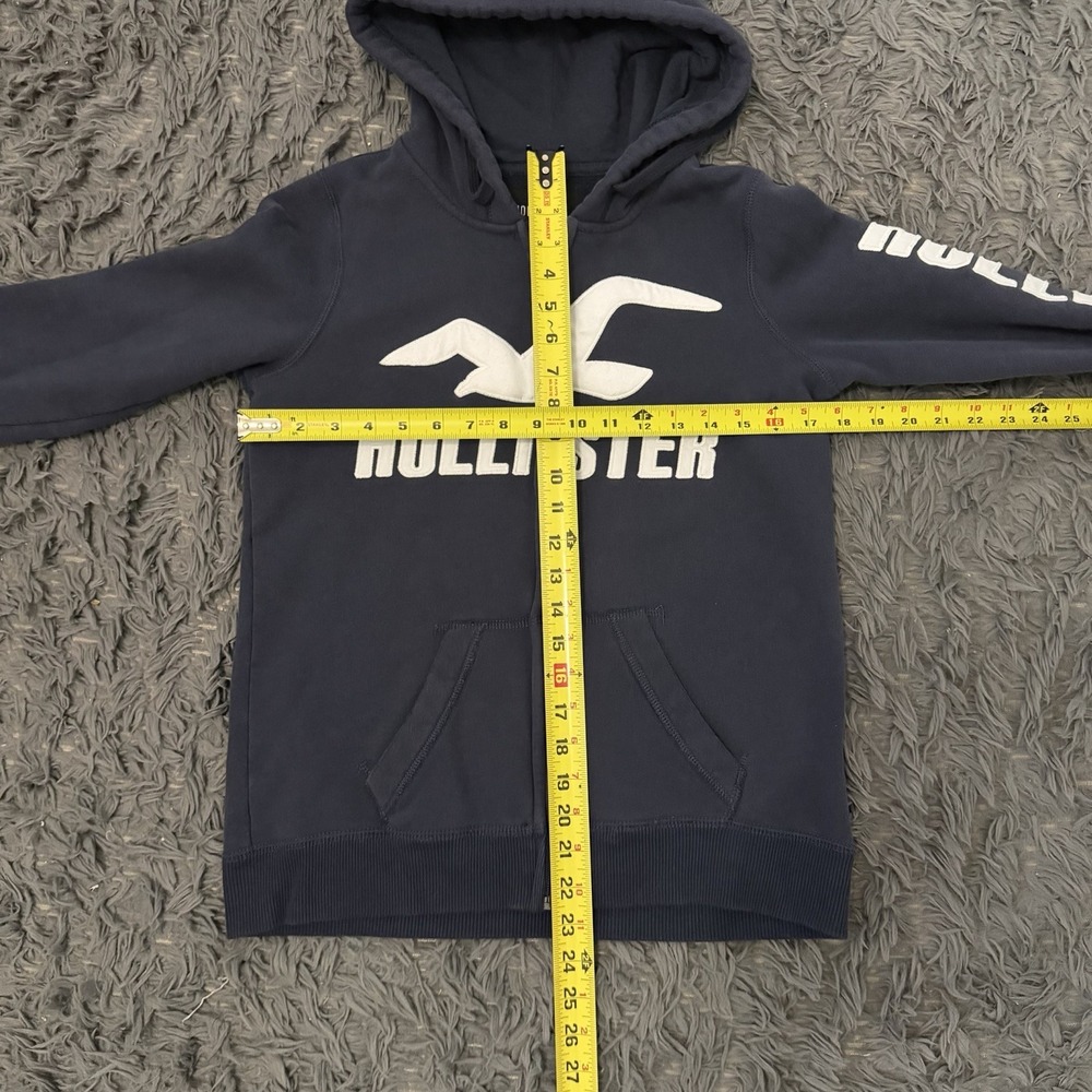 HOLLISTER LOGO GRAPHIC FULL ZIP HOODIE SWEATSHIRTS NAVY WOMENS SIZE SMALL - Picture 3 of 3